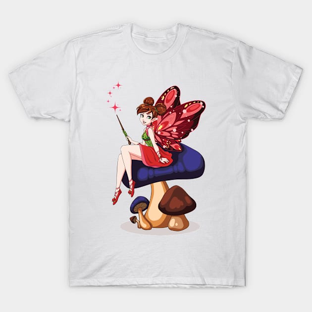 fairy with butterfly wings T-Shirt by peace and love